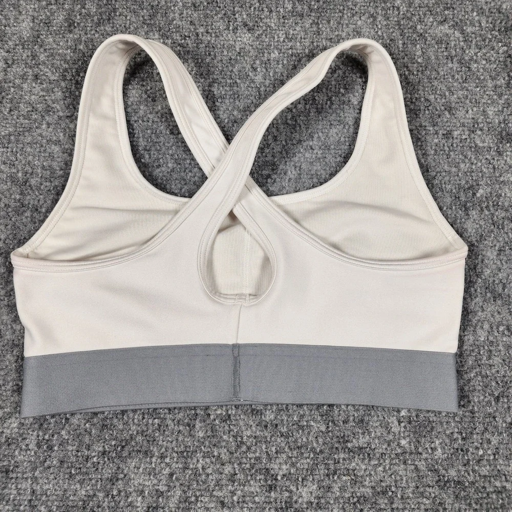 Under‎ Armour Mid Crossback Sports Bra White Gray Medium Impact HeatGear SM
